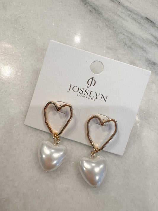 Pearl Heart Drop Earrings