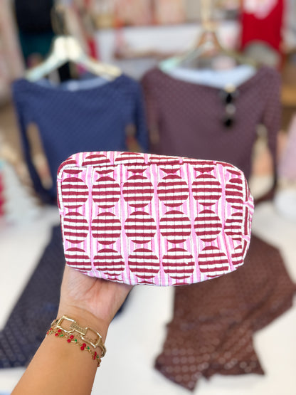 Pink Circle/Stripe Makeup Bag