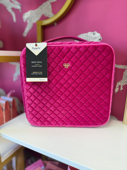Mini Diva Makeup Case- Pink Velvet