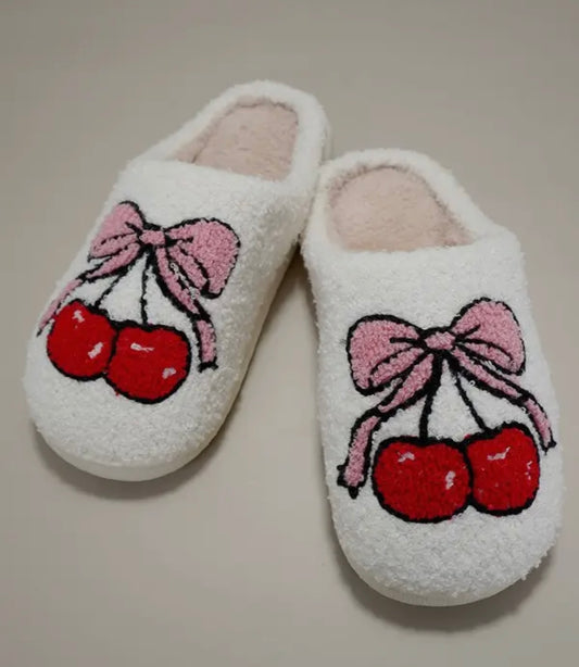 Bow Cherry Slippers