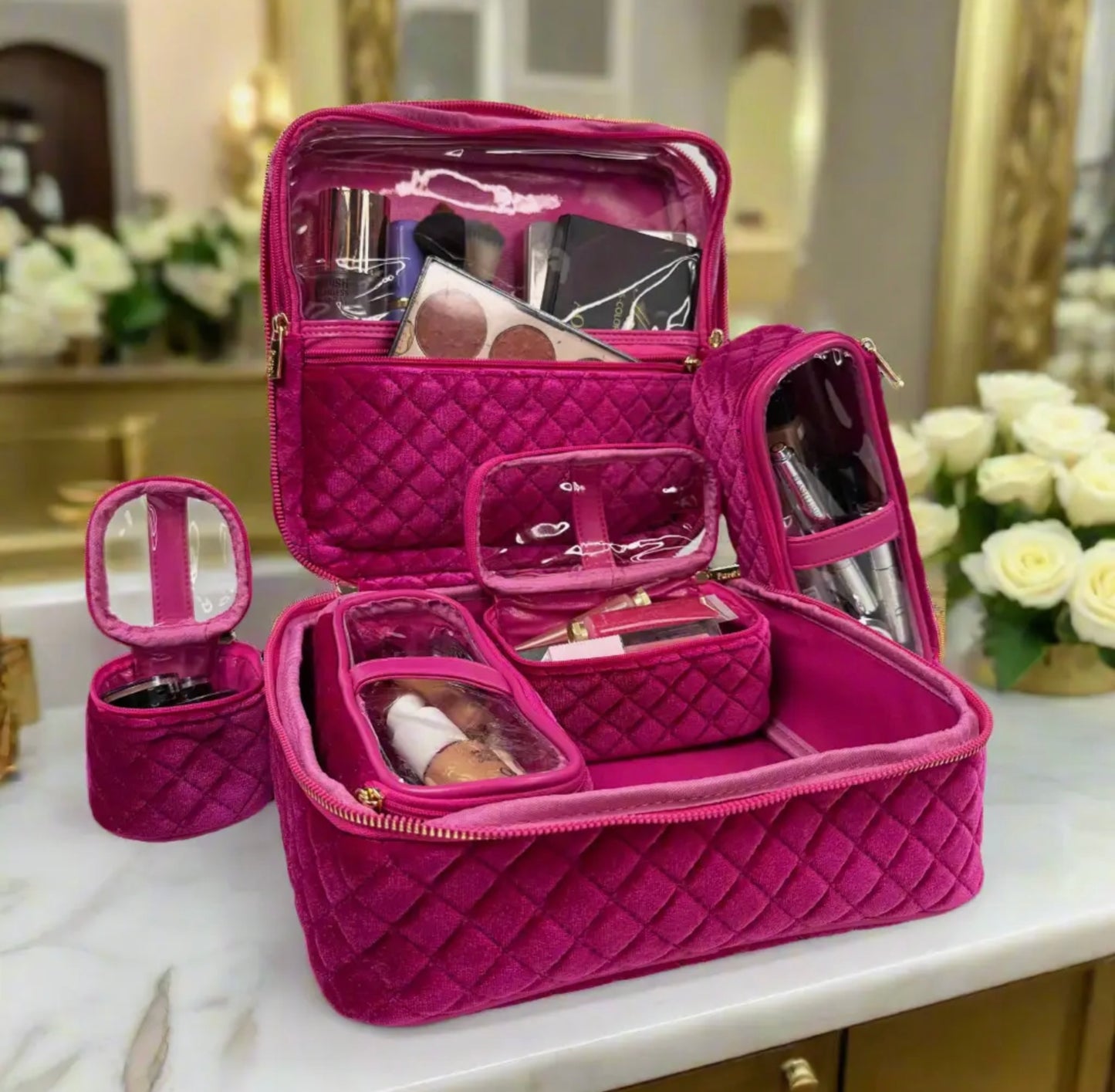 Mini Diva Makeup Case- Pink Velvet