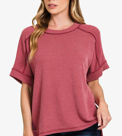 Crosby Top- Maroon (CURVY)