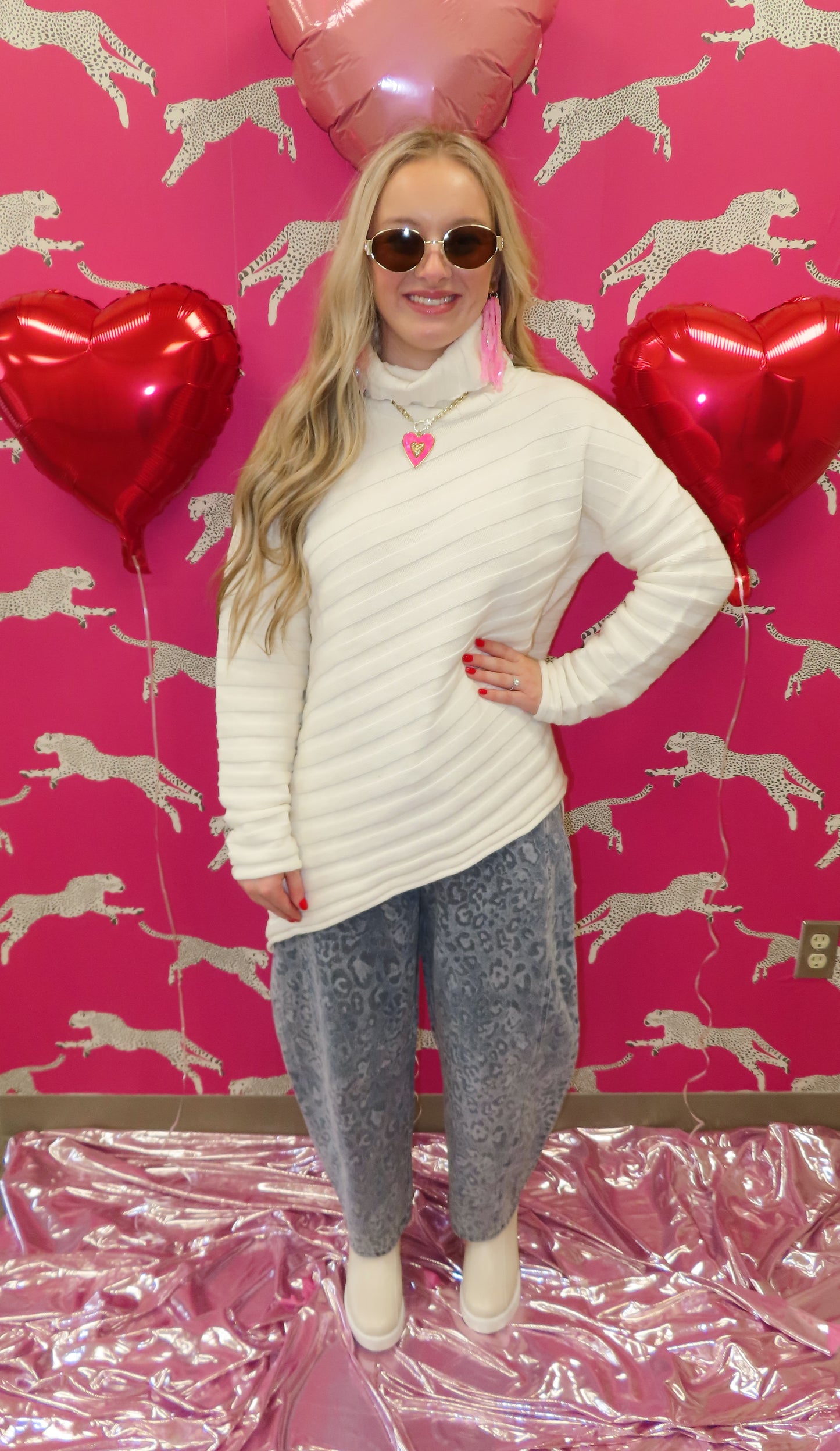 Leopard Denim Washed Jeans