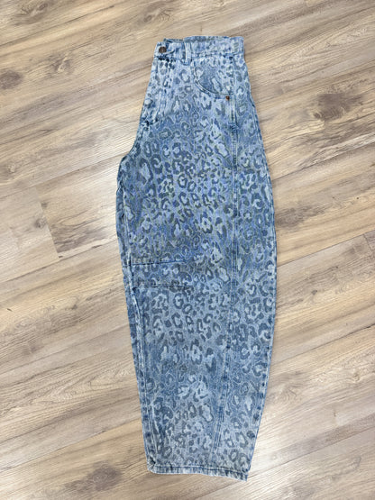 Leopard Denim Washed Jeans
