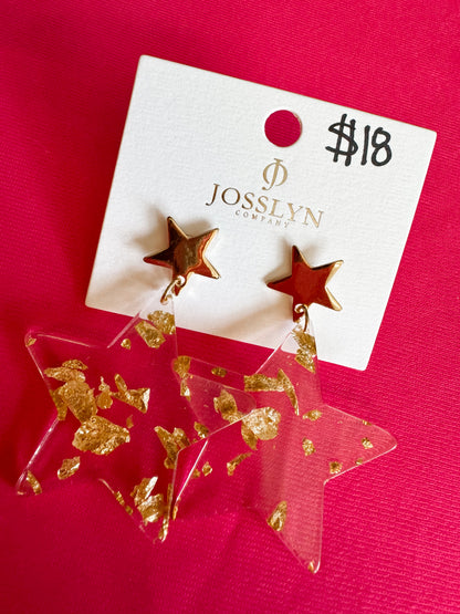 Acrylic Gold Star Earrings