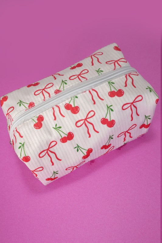 Bow Cherry Makeup Bag