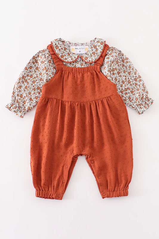 Terracotta Floral Romper Set
