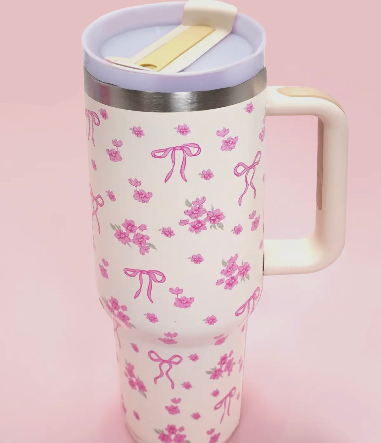 Pink Bow Floral Tumbler
