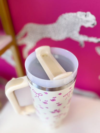 Pink Bow Floral Tumbler