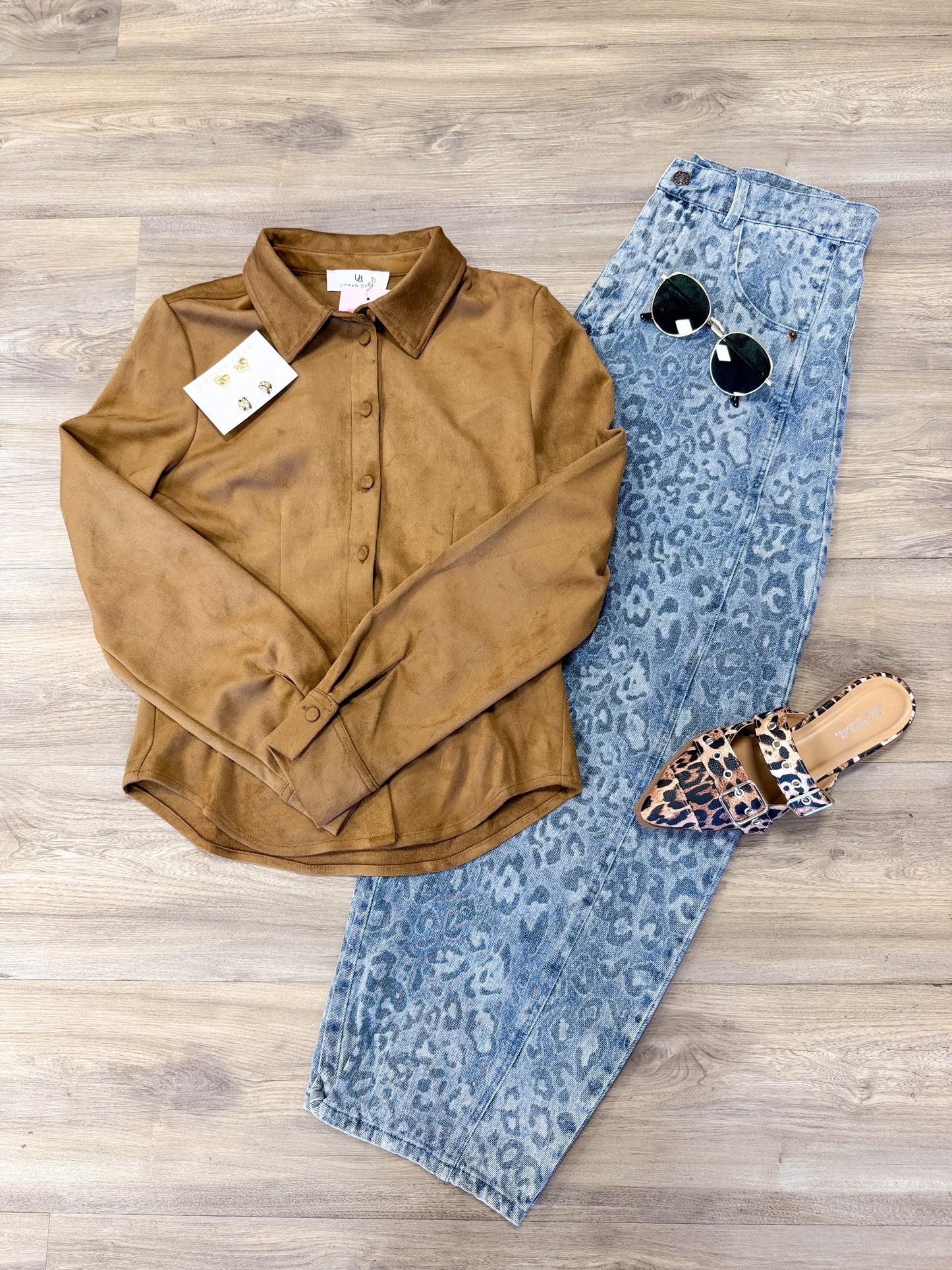 Leopard Denim Washed Jeans