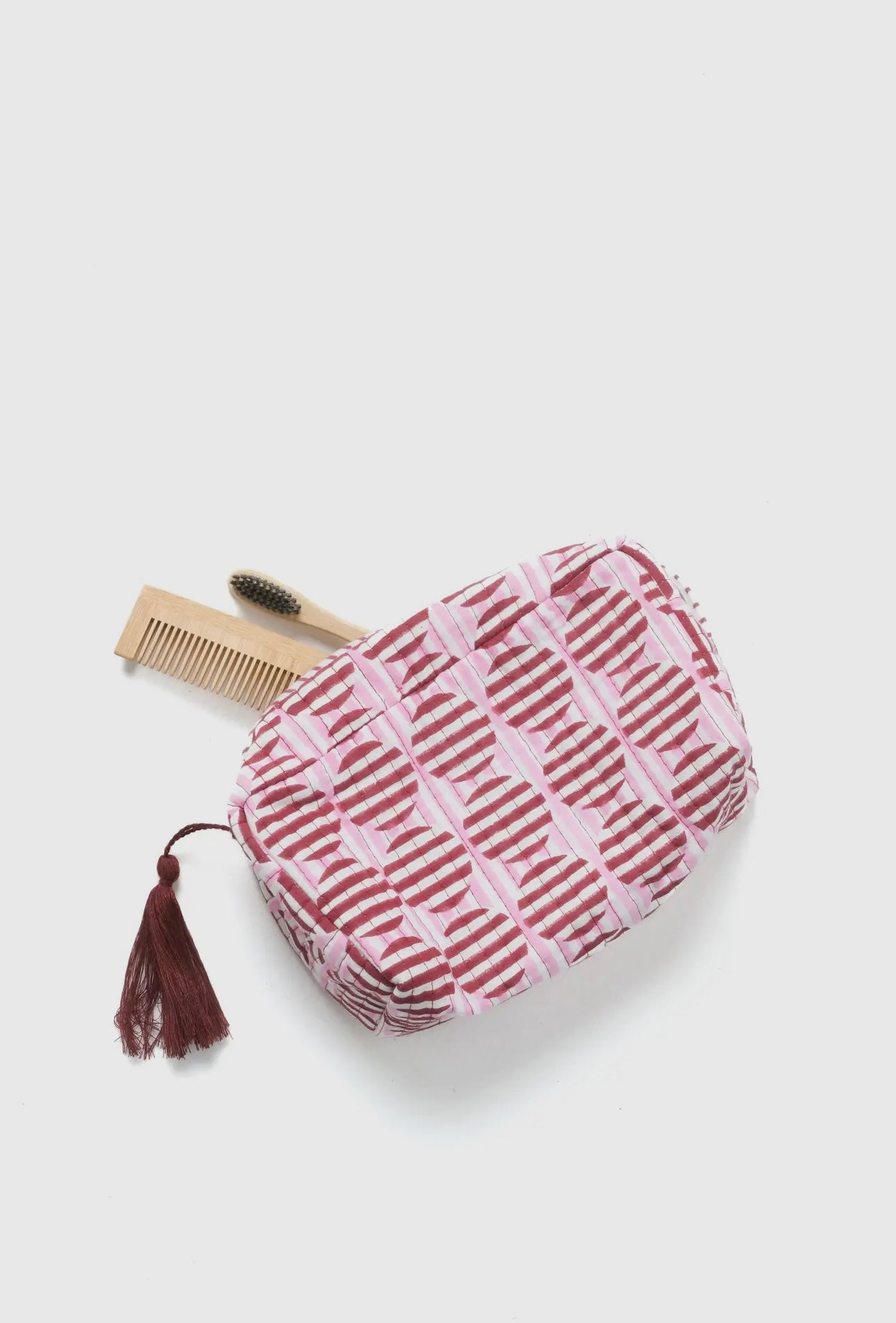 Pink Circle/Stripe Makeup Bag
