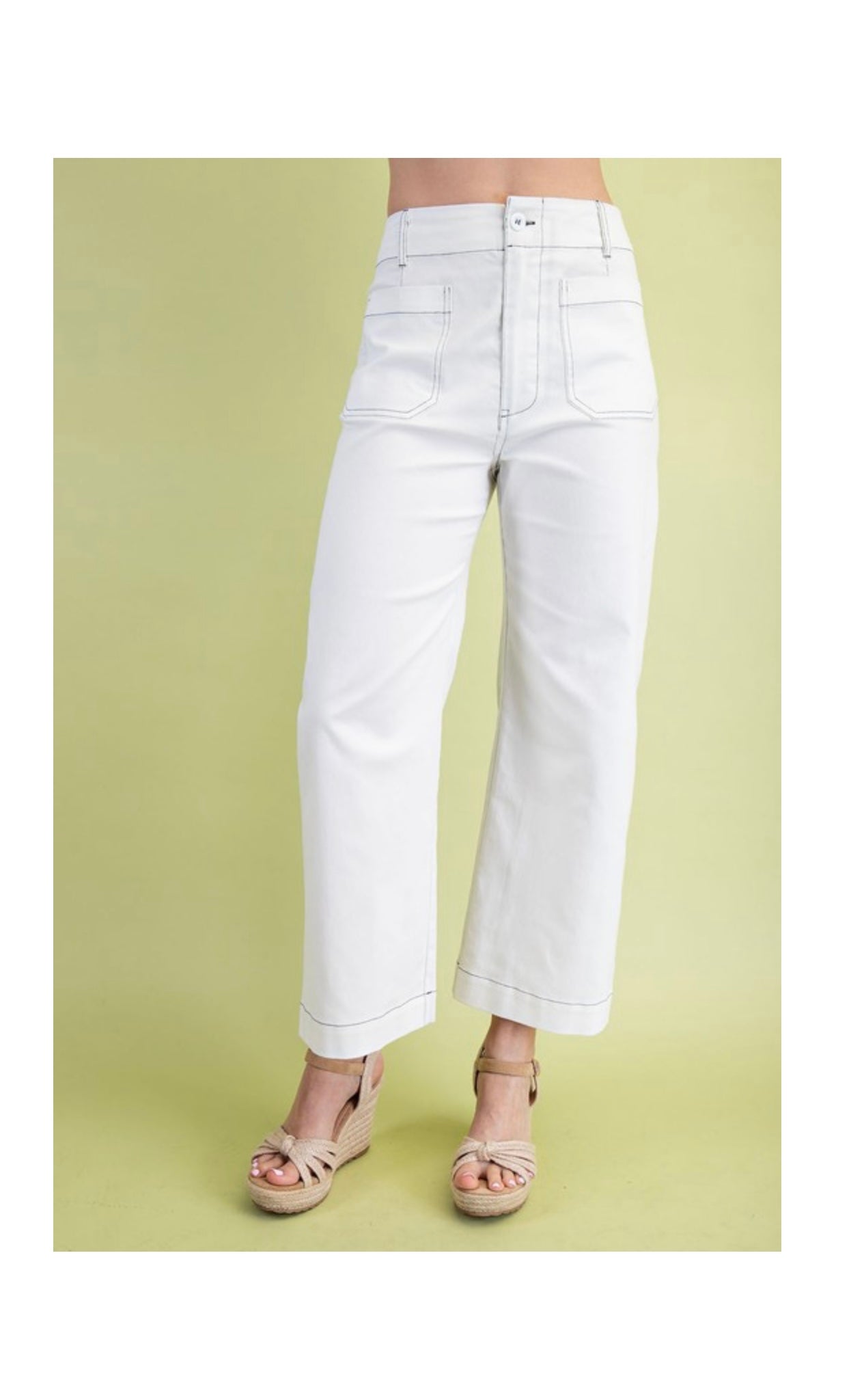 Stella Pants- White W/ Navy Trim