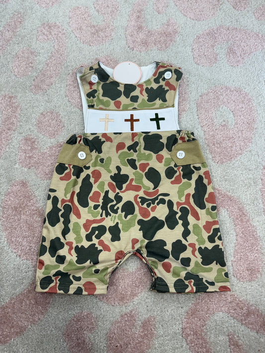 Camo Cross Romper- Boy