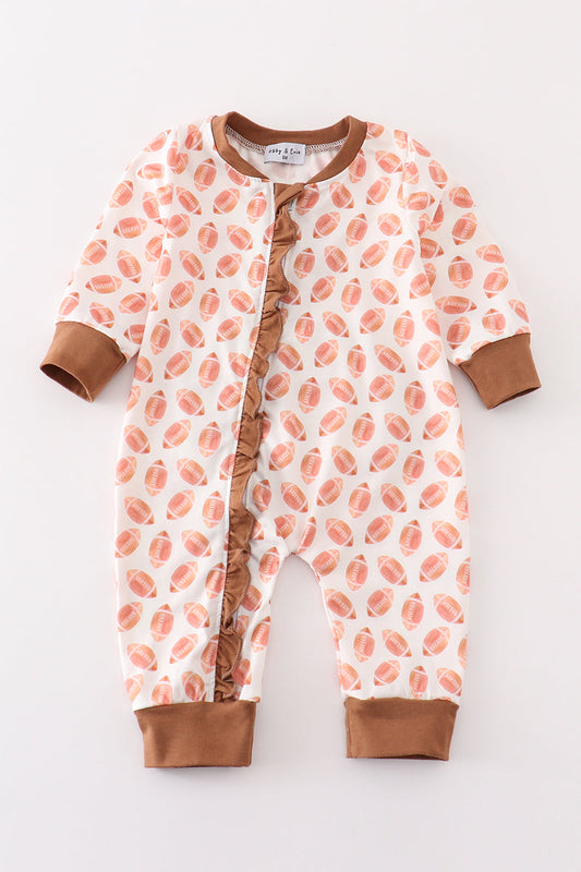 Brown Football Romper- Girl