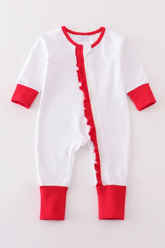 Girl PJ Romper- White