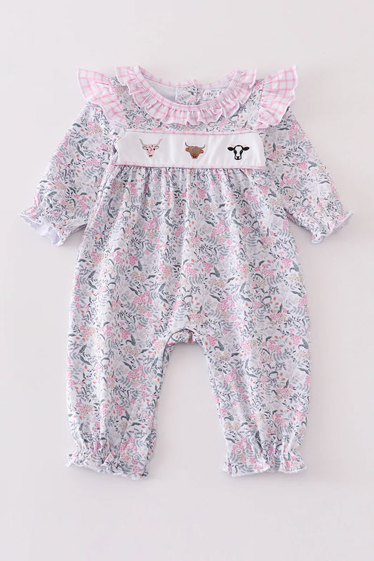 Floral Cow Romper