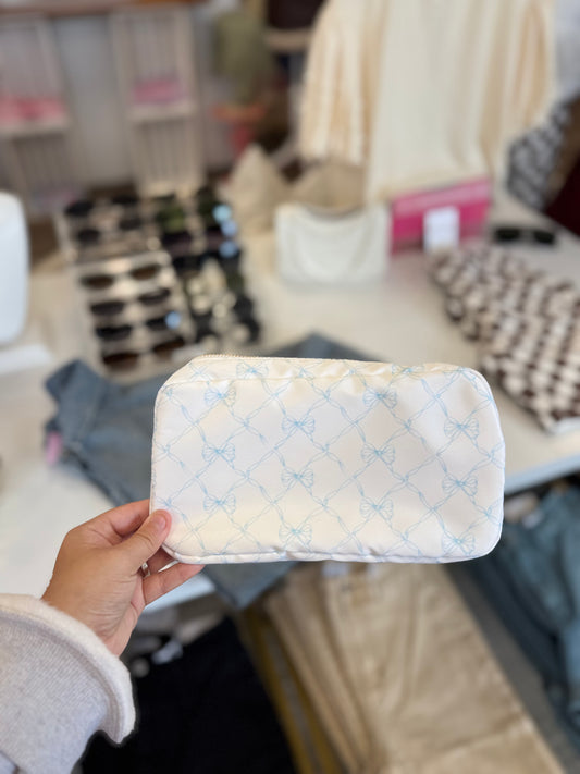 Blue Glossy Makeup Bag- Medium
