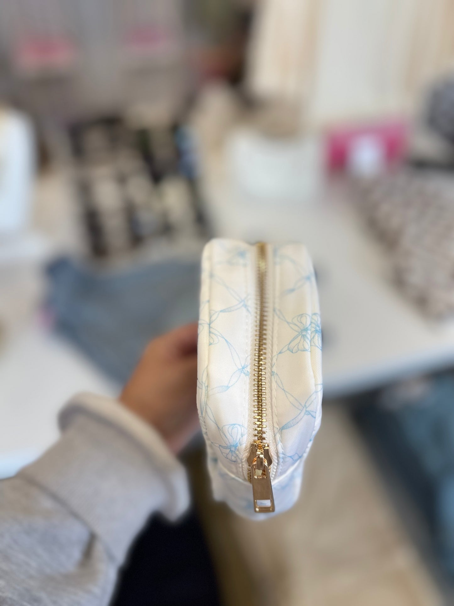 Blue Glossy Makeup Bag- Small