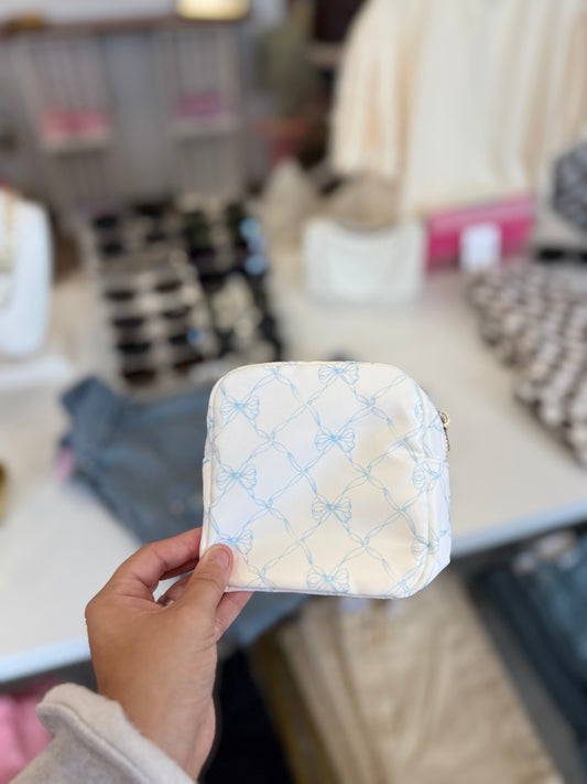 Blue Glossy Makeup Bag- Small