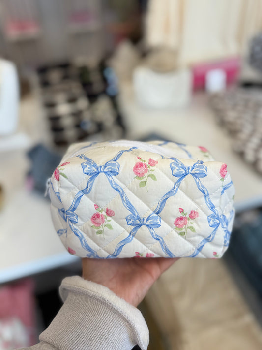 Bow Makeup Bag- Blue