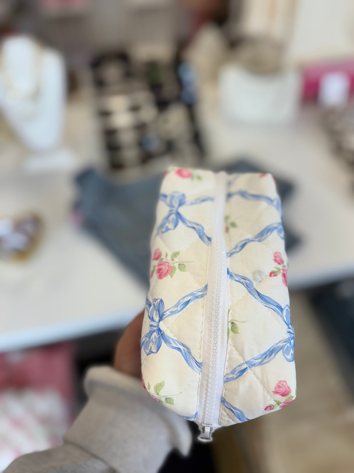 Bow Makeup Bag- Blue
