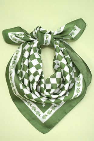Green/White Checkered Bandana Scarf