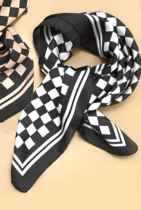 Black/White Checkered Bandana Scarf