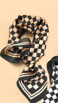 Brown/Black Checkered Bandana Scarf