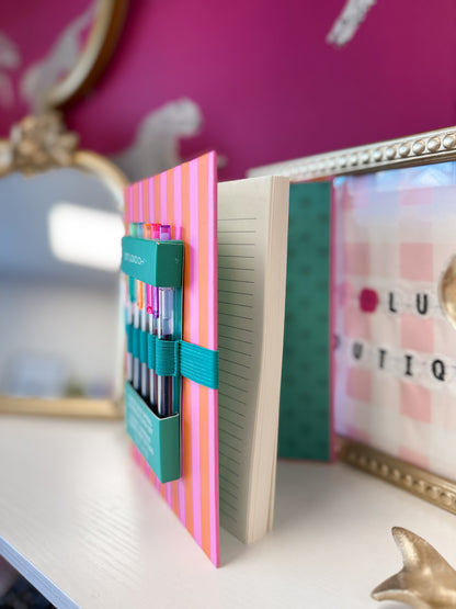 Pink/Orange Stripe Notebook W/ Pen Set