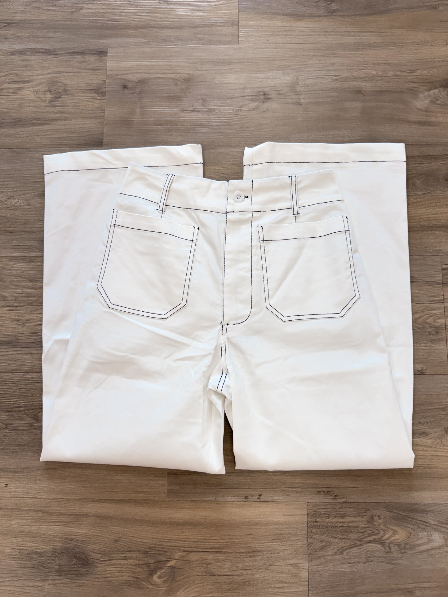 Stella Pants- White W/ Navy Trim