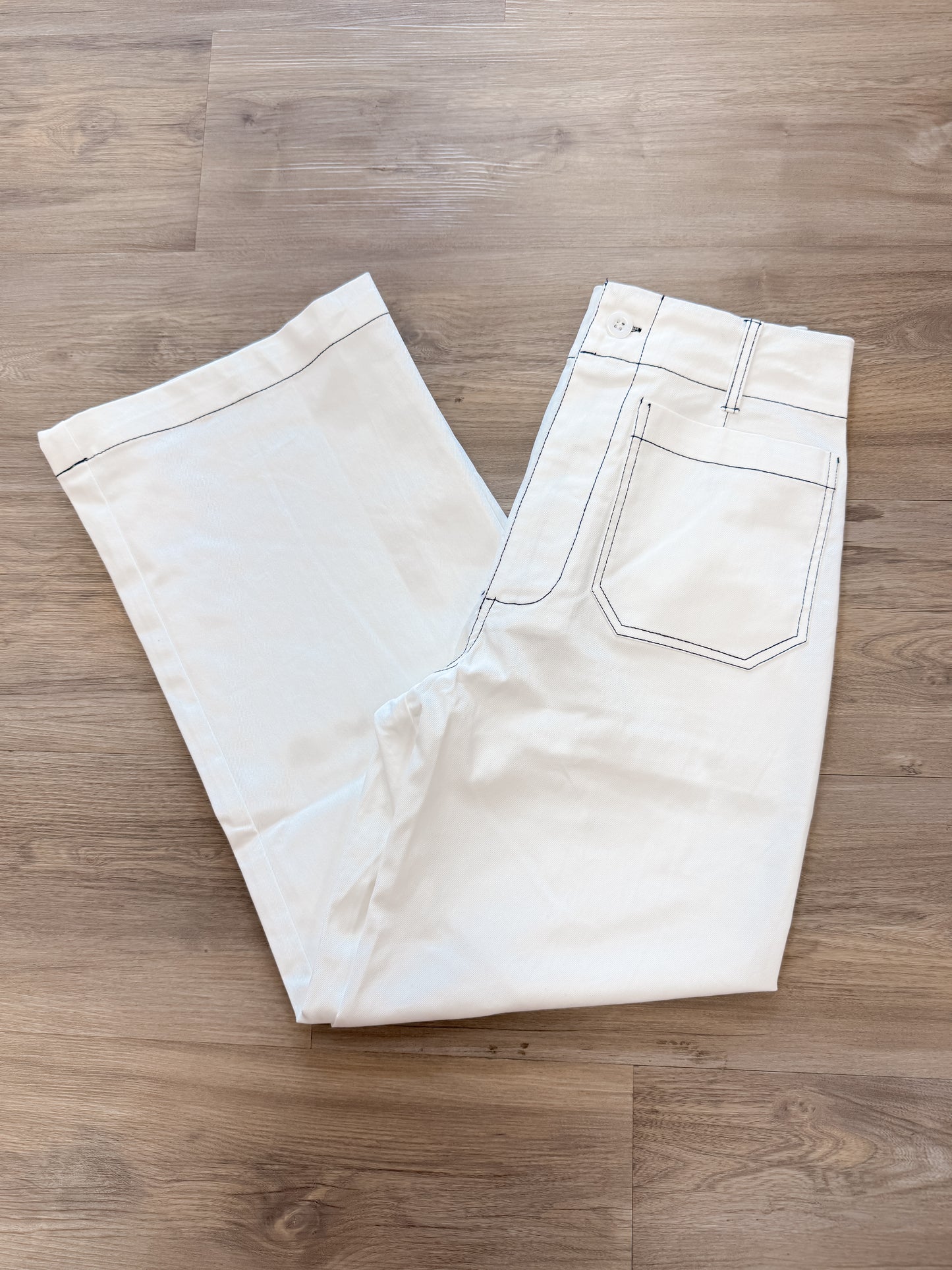 Stella Pants- White W/ Navy Trim