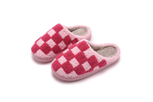 Pink Two Toned Checkered Slippers