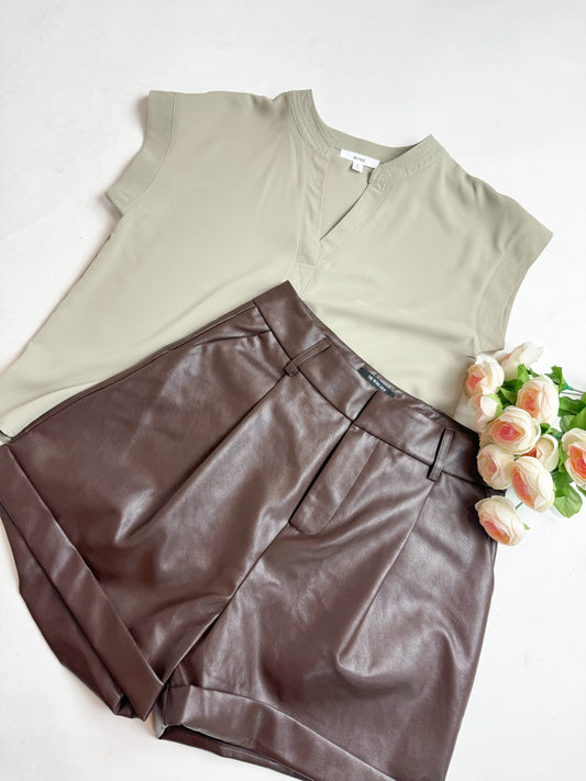 Brown Leather Shorts