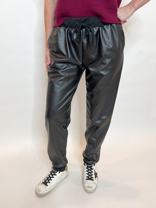 Faux Leather Joggers